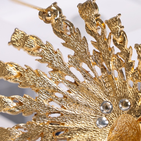 Marcel Boucher Enamel Emerald Green Sapphire Blue Peacock Brooch - Picture 6 of 8